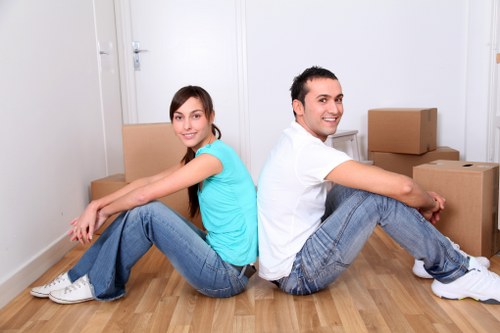 Prepared moving boxes and furniture ready for collection in New Southgate