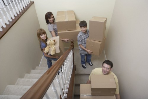 Boxes and furniture prepared for a small move in Newsouthgate